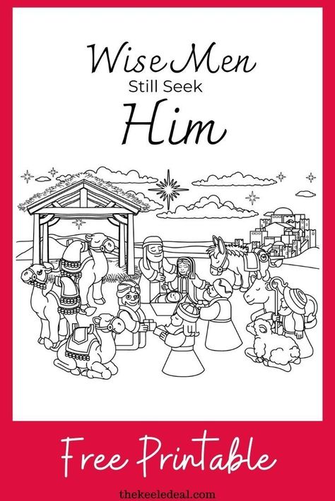 This free printable Wise Men Still Seek Him Christmas Coloring page is a great way to remember Christ this Christmas. Wise Men Still Seek Him Craft, Bible Story Lessons, Christmas Games Family, Christmas Photos Family, Christmas Outfits Family, Family Christmas Activities, Christmas Cards Family, Christmas Party Family, Christmas Ornaments Family