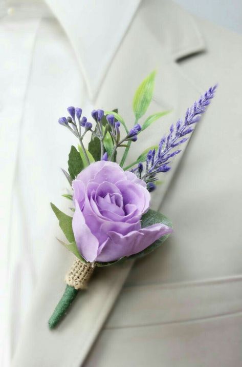 Boutonniere Prom, Purple Boutonniere, Lavender Boutonniere, Prom Flowers Corsage, Pink Purple Wedding, Boutonnieres Prom, Rustic Boutonniere, Purple Wedding Bouquets, Purple Wedding Theme