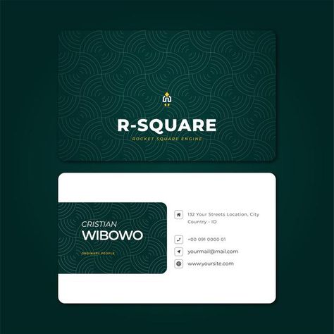 Elegant dark green business card templat... | Premium Vector #Freepik #vector #background #logo #business #abstract Consulting Business Card, Dark Green Business Card, Premium Visiting Card, Member Card Design Ideas, Business Card Elegant, Visiting Cards Design, Green Business Card Design, Sewing Business Logo, Visit Cards