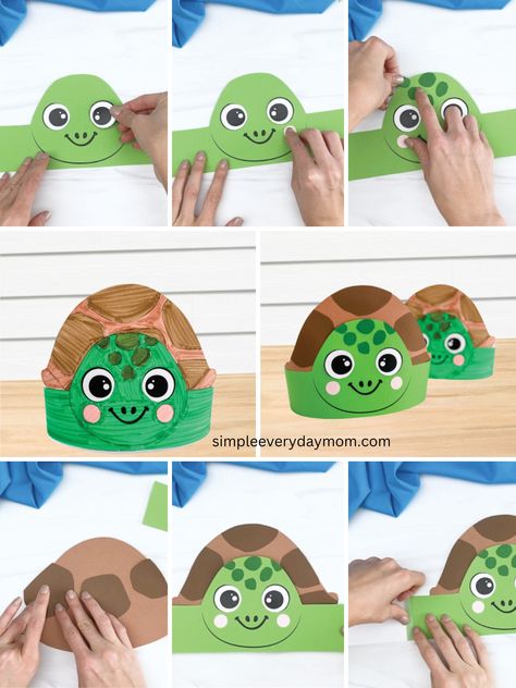 🐢 Turtle Headband Craft ✂️ Get the... - Fun Crafts For Kids | Facebook Turtle Crafts Preschool, Tortoise Craft, Turtle Headband, Paper Plate Hats, Reptile Crafts, Animal Mask Templates, Turtle Hat, Turtle Top, Pets Preschool Theme