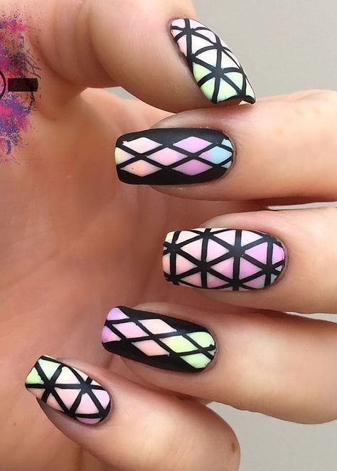 - 55 Stripes Nail Art Ideas <3 <3 Do It Yourself Nails, Tape Nail Art, Nail Art Stripes, Nagellack Trends, Nail Tape, Cute Nail Art Designs, Pretty Nail Designs, Striped Nails, Diy Nail Designs