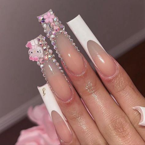 By @nailsbyymai Kitty Nails, Hello Kitty Nails, Hello Kitty, Nail Polish, Nail Art, Kitty, Nails, Flowers, Pink