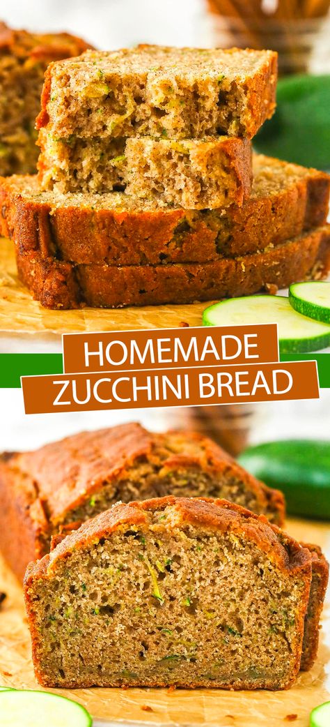 This Zucchini Bread has to be one of the best ways to use zucchini ever! It’s super moist and full of flavor from using both brown sugar and a bit of cinnamon. It’s easy to make and will be your new favorite! The Best Zucchini Bread Ever, Sugar Free Zucchini Bread, Eggplant Spaghetti, The Best Zucchini Bread, Easy Zucchini Bread Recipes, Moist Zucchini Bread, Easy Zucchini Bread, Best Zucchini Bread, Powdered Sugar Icing