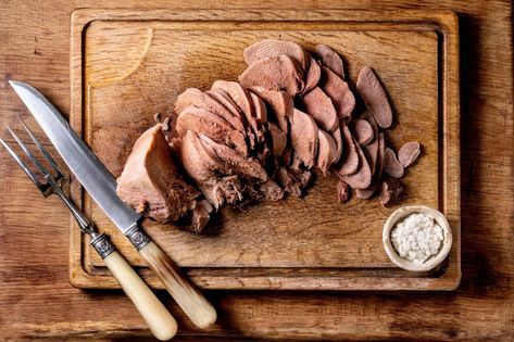 Beef Tongue Recipes, Tongue Recipes, Boiled Beef, Italian Pasta Sauce, Beef Tongue, Horseradish Sauce, Eat Beef, Smoked Beef, Dried Orange Slices