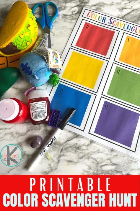 Colour Scavenger Hunt, Color Scavenger Hunt, Crayon Activities, Rainbow In A Jar, Fossils Activities, Classroom Scavenger Hunt, Preschool Color Activities, Kindergarten Colors, Gross Motor Activity