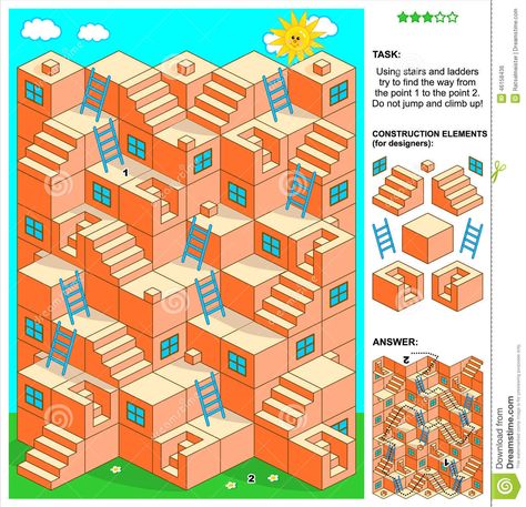 3d maze game with stairs and ladders. Illustration about construction, activity, elements, jump, answer, activities, pastime, puzzle, leisure, clipart, games, design - 46158436 Maze Drawing, 3d Maze, Ladders Game, Stair Ladder, Snakes And Ladders, Maze Puzzles, Maze Game, Image Bank, Fun Math