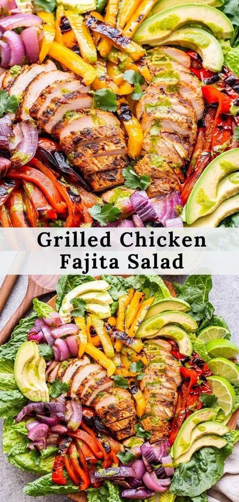 Chicken Fajita Salad Recipe, Fajita Salad Recipe, Runner Recipes, Chicken Peppers And Onions, Chicken Fajita Salad, Mexican Beans, Recipe Runner, Fajita Salad, Salad Meals