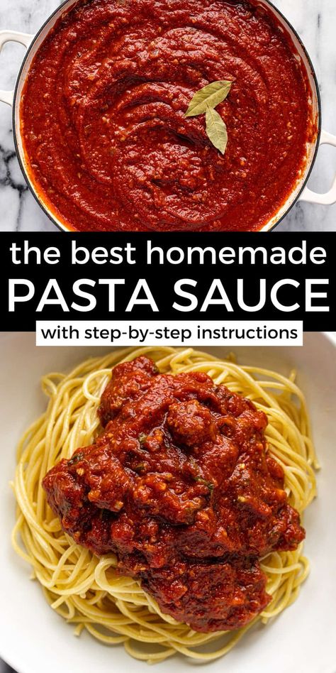 Homemade Spaghetti Sauce No Meat, Big Batch Spaghetti Sauce, Spagetti Sauce Home Made, Speggetti Sauce Recipe, Best Homemade Spaghetti Sauce Recipe, Easy Homemade Pasta Sauce, Spaghetti Sauce Recipes, Homemade Spaghetti Meat Sauce, Best Homemade Spaghetti