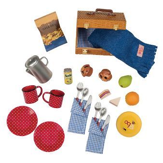 Picnic Set Doll Accessories - Our Generation™ Our Generation Doll Accessories, American Girl Doll Sets, Blue Picnic, Picnic Accessories, American Girl Doll Accessories, Mini Sandwiches, Journey Girls, Our Generation Dolls, Picnic Set