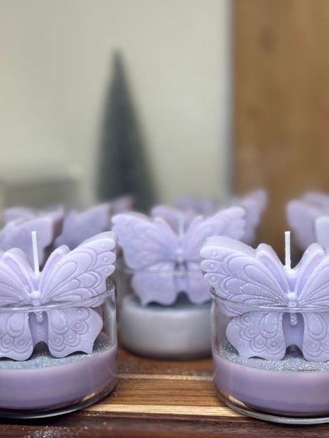 Butterfly Themed Baby shower or Birthday party Favors Butterfly Themed Birthday Party Favors, Party Give Aways Ideas Favors, Butterfly Candle Favors, Quince Recuerdos Ideas Butterfly, Quince Ideas Themes Butterfly, Butterfly Favors Ideas, Butterfly Kisses Baby Shower Theme, Sweet 16 Party Favors Ideas, Butterfly Theme Centerpieces