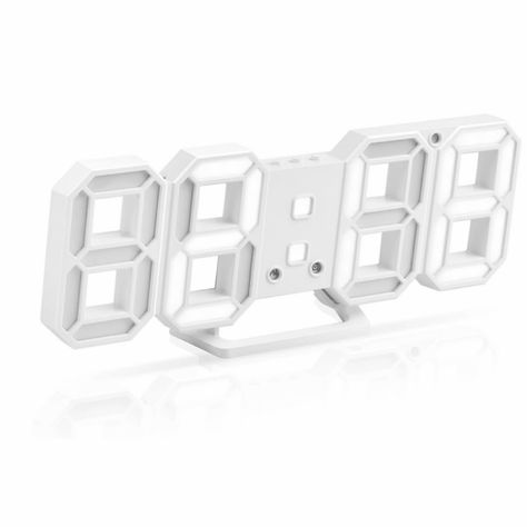 PRICES MAY VARY. Modern 3D Design：The clock has a modern and beautiful 3D design that makes it a stylish addition to any room. It can be placed on a table or mounted on the wall Large 9.5 Inch 3D LED Dispaly：The clock features a large 9.5 inch 3D LED display that can be easily read from a distance. It is suitable for a variety of places including bedrooms, living rooms, offices and classrooms Adjustable Brightness and Night Light：With 3 levels of brightness, you can dim or brighten the LED displ White Digital Clock, Aesthetic Clocks, 3d Clock, Cute Clock, Desk Alarm Clock, Digital Wall Clock, Digital Clocks, Cute Room Decor, Led Display