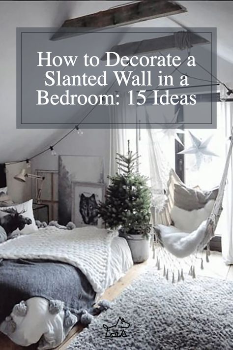 Walls are typically straight, but what do you do when you have a wall that's not? Don't worry, we've got you covered. In this article, we'll teach you how to decorate a slanted wall in your bedroom. We'll give you tips and tricks on how to make the most of your space and show you some great ideas for styling your new feature wall. So, whether you're looking to add some character or simply want to make the most of your space, keep reading for all the info you need Slant Ceiling Bedroom Ideas, Attic Accent Wall Ideas, Attic Walls Ideas, Decor For Rooms With Slanted Ceilings, Decorating A Slanted Wall Sloped Ceiling, Ideas For Rooms With Slanted Ceilings, Bedroom Ideas Sloping Ceiling, Vaulted Ceiling Bedroom Curtains, Slanted Ceiling Ideas Decorating