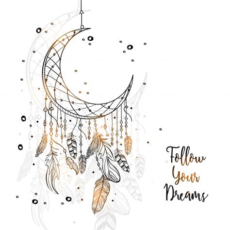 Crescent Moon Dreamcatcher Tattoo, Dreamcatcher Sketch, Dream Catcher Drawing, Moon Background, Ornamental Vector, Dreamcatcher Wallpaper, Moon Dreamcatcher, Dream Catcher Art, Dream Catcher Tattoo