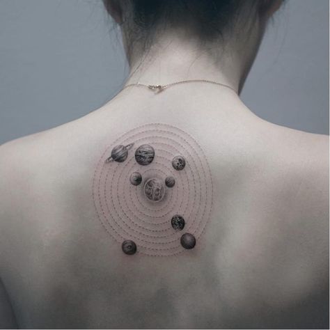 Cross Stitch Tattoo, Venus Tattoo, Milk Way, Circular Tattoo, Circle Tattoos, Galaxy Planets, Space Tattoo, Book Tattoo, Sun Tattoo