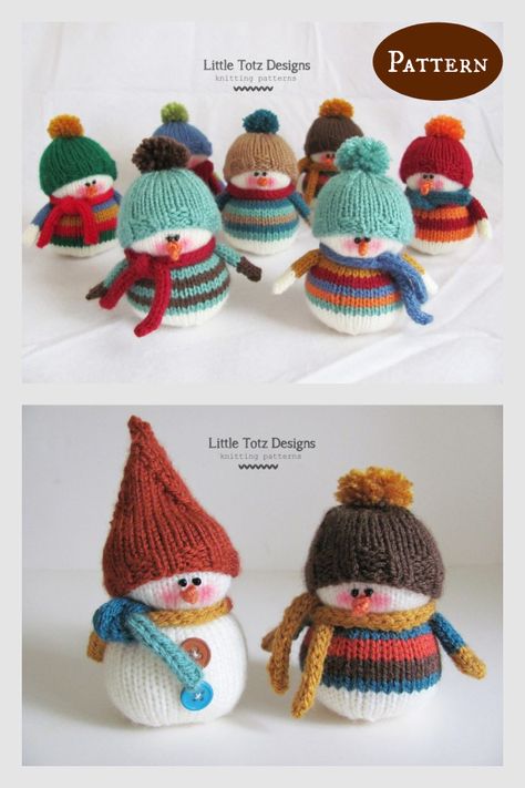 Winter Knitting Patterns Free, Knitted Christmas Ornaments Free Pattern, Bear Knitting Pattern, Christmas Knitting Projects, Knit Christmas Ornaments, Knitted Christmas Decorations, Christmas Knitting Patterns Free, Frosty Snowman, Miniature Knitting