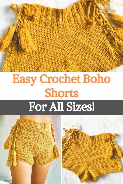 Crochet Summer Bottoms, Easy Crochet Shorts Free Pattern, Free Crochet Cotton Yarn Projects, Crochet Bottoms Pattern Free, Crochet Summer Patterns, Diy Crochet Shorts, Crochet Shorts Pattern Free, Crochet Fashion Boho, Crochet Shorts Outfit