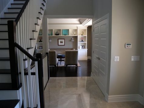 House of Bryan Foyer- Valspar 6005-1B Villa Gray (may be called Oatlands Subtle Taupe)  Living Room- Valspar 6005-1C Smoked Oyster Valspar Paint Colors Gray, Popular Neutral Paint Colors, Popular Interior Paint Colors, Taupe Living Room, Valspar Paint Colors, Valspar Paint, Interior House Colors, House Color Schemes, Business Training