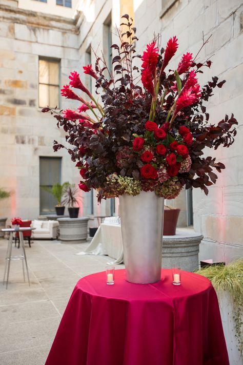 Red Floral Arrangements, Red Weddings, Red Centerpieces, Red Ginger, Tablescape Ideas, Valentines Ideas, Blush Flowers, British Airways, Flower Centerpieces