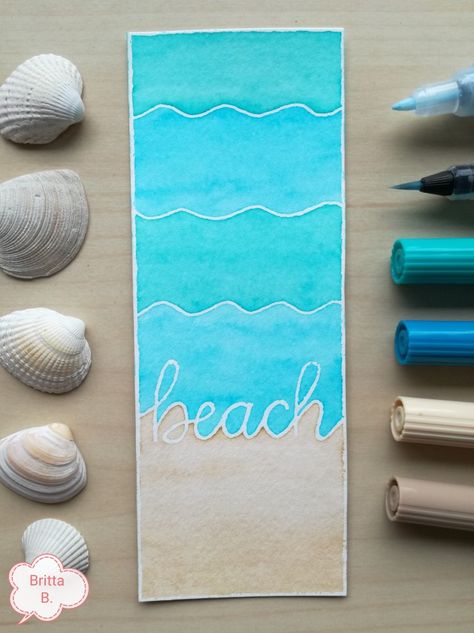 Beach Bookmark, Bookmarks Watercolor, Bookmark Unique, Summer Bookmarks, Watercolor Jewelry, Wooden Bookmarks, Handmade Bookmarks Diy, Whale Painting, Whimsical Art Paintings