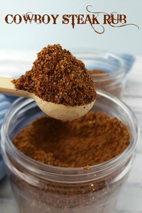 This is a cowboy steak rub recipe mix that you will not believe.  It's a delicious steak rub that combines sweet, smoky and spicy flavors with a hint of coffee. Cowboy Steak Rub, Diy Dry Rub Recipes, Steak Rubs For Grilling, Coffee Dry Rub Recipe, Steak Dry Rub, Seasoning For Beef, Best Steak Rub, Steak Rub Recipe, Rub Seasoning