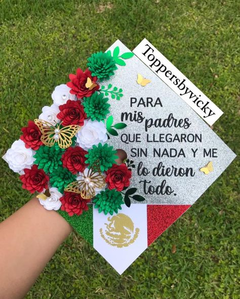 Grad Cap Maker🌿 on Instagram: “Another Mexican theme topper. Really enjoy making this one. Thank you so much Marvella❤️ #rgvsmallbusiness #cricutdesigns #cricutprojects…” Pink Graduation Party, Pink Graduation, High School Graduation Cap, Grad Cap Designs, Mexican Theme, Grad Ideas, Grad Caps, Graduation Cap Designs, Family Theme