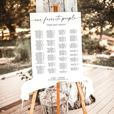 Modern Seating Chart, Alphabetical Seating Chart, Seating Chart Sign, White Minimal, Seating Chart Wedding, Modern Seating, Popular Wedding, Wedding Seating, Seating Chart