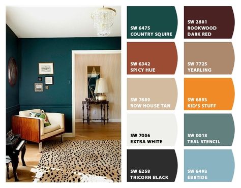 Sherwin Williams Country Squire for Bathroom Wainscoting Moody Office, Sherwin Williams Color Palette, Country Squire, House Paint Interior, Paint Color Inspiration, Sherwin Williams Colors, House Color Palettes, Welcome To My House, House Color