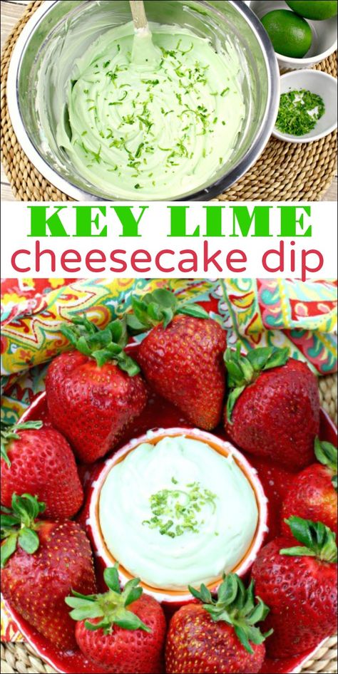 Green Fruit Dip, Easy Key Lime Cheesecake, Cheesecake Dips, Key Lime Dip, Dips Sweet, Gf Deserts, Caramel Apple Dip Recipe, Pool Food, Baked Spinach Artichoke Dip