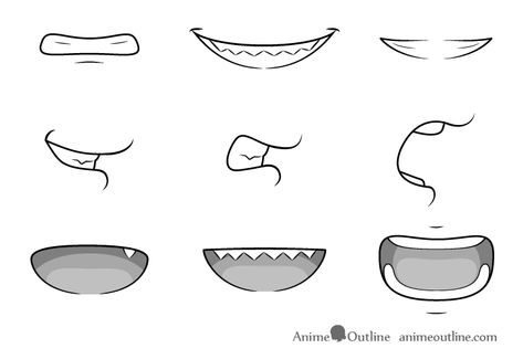 How to Draw Anime & Manga Teeth Tutorial - AnimeOutline Scared Face Drawing, Teeth Tutorial, Angry Anime Face, Learn To Draw Anime, Anime Mouth, Teeth Drawing, Anime Mouths, Anime Lips, How To Draw Anime