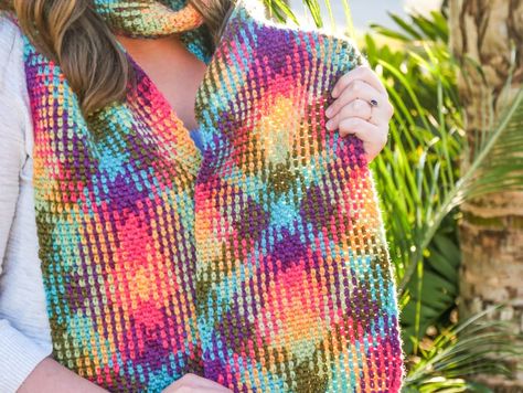 Square Patterns Crochet, Pooling Crochet, Color Pooling, Crochet Hack, Variegated Yarn, Lion Brand Yarn, Scarf Crochet Pattern, Square Patterns, Unique Crochet