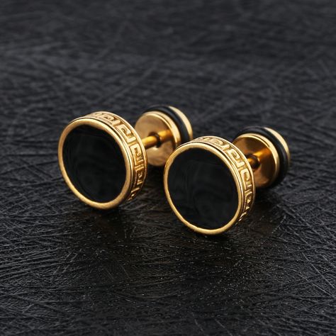 Studs For Men, Mens Earrings Studs, Gold Earrings For Men, Studs Men, Gold Ring Designs, Flats Patterns, Round Stud Earrings, Men Earrings, Great Wall