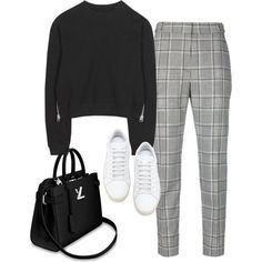 5e76bef6e019b2541ff53db39f407a98desc53070415ri Nail Outfits, Fashion Outfits Polyvore, Outfits Polyvore, Fall Ideas, Casual Work Outfits, Black Women Fashion, Mode Hijab, Looks Chic, Plaid Pants