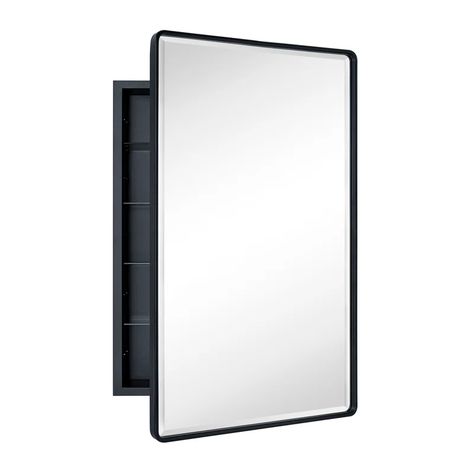 17 Stories Farmhouse Recessed Metal Bathroom Medicine Cabinets with Mirror with Adjustable Tempered Glass Shelves & Reviews | Wayfair