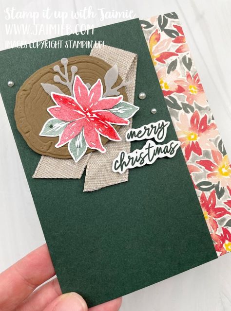 Stampin Up Ringed With Nature, 2022 Rings, Nature Christmas Cards, Ringed With Nature, Poinsettia Pattern, Ribbon Cards, Nature Card, Birthday Cards For Women, Stampin Up Christmas Cards