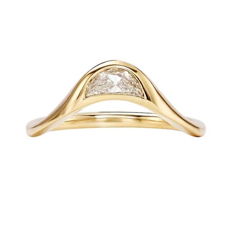 Tycho Crescent Diamond Signet Engagement Ring Ugly Engagement Rings, Signet Engagement Ring, Signet Engagement Rings, Large Engagement Rings, Half Moon Diamond, Diamond Centerpiece, Total White, Trending Engagement Rings, Ring Trends