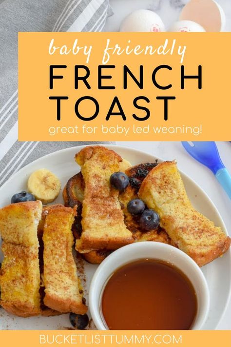 Healthy French Toast Sticks, Baby French Toast, Baby Led Weaning Recipe, Baby Led Weaning Breakfast, Healthy French Toast, Toddler Friendly Meals, Nutella Recipes Easy, Baby Led Weaning First Foods, Homemade French Toast