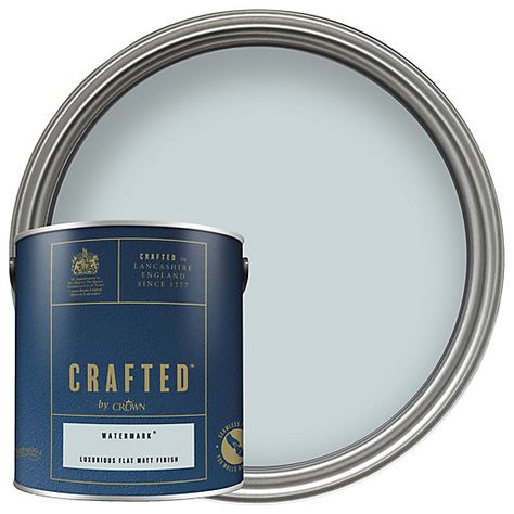 CRAFTED™ by Crown Flat Matt Emulsion Interior Paint - Watermark™ - 2.5L | Wickes.co.uk Crown Paint, Luxurious Flat, Crown Paints, New Paint Colors, Sketch Pad, Isles Of Scilly, Paint Colors For Home, Place Names, Interior Paint