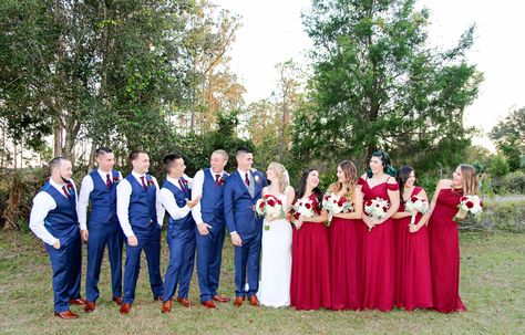 Red White And Blue Bridesmaid Dresses, 4th Of July Wedding Ideas, Cheap Country Wedding, Country Wedding Groomsmen, Country Wedding Bridesmaids, Red White And Blue Wedding, Red White Blue Wedding, Usmc Wedding, Fourth Of July Wedding