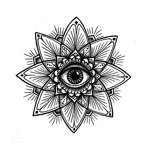 Mandela Eye Tattoo, Mandala Tattoo With Eye, Knee Tattoo Eye, Eye Knee Tattoo, Tattoo Eye Design, Aztec Eye, Third Eye Tattoos, Realistic Fake Tattoos, Tattoo Diy