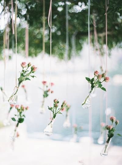 Hanging Bud Vases, Hanging Roses, Montenegro Wedding, Hanging Florals, Vases Wedding, Flower Ceiling, Zsazsa Bellagio, Flowers And Greenery, Hanging Vases