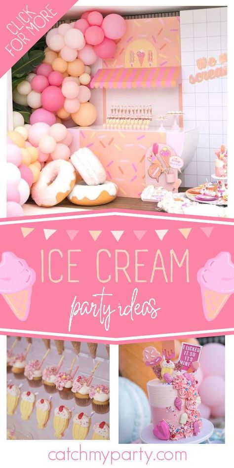 Take a look at this gorgeous ice cream-themed pool party! The birthday cake will blow you away! See more party ideas and share yours at CatchMyParty.com Ice Cream Theme Cake, Ice Cream Pool Party, Summer Party Planning, Birthday Ice Cream, Ice Cream Party Theme, Something White, Pool Party Themes, Dessert Shots, Girls Birthday Party Themes