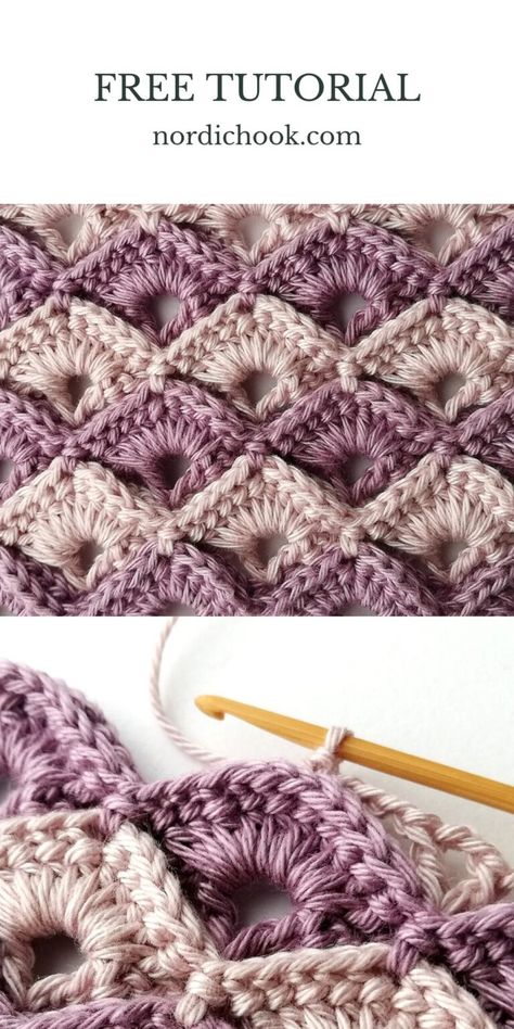 The box stitch - Nordic Hook - Free crochet tutorial Crochet Box Stitch, Crochet Box, Crochet Stitches Free, Crochet Blanket Designs, Crochet Stitches For Beginners, Sewing Embroidery, Blanket Patterns, Crochet Instructions, Crochet Stitches Tutorial