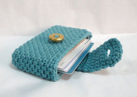 Crocheted Biz/Credit Card Holder Crocheted Purse, Simpul Makrame, Crochet Wallet, Crochet Coin Purse, Free Crochet Bag, Crochet Shell Stitch, Pouch Tutorial, Crochet Pouch, Card Pouch