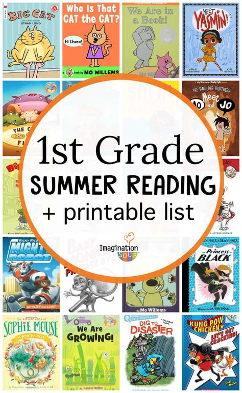 1st Grade Summer Reading List of Books | Imagination Soup Books Imagination, Books For 1st Graders, Books For First Graders, 1st Grade Books, First Grade Books, Kids Summer Reading, List Of Books, First Grade Reading, Summer Reading Lists