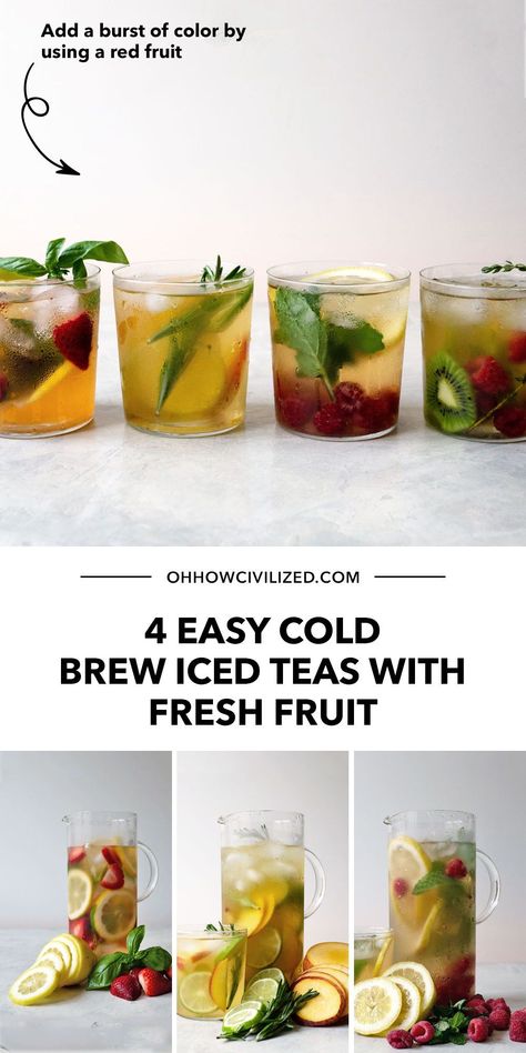 Ice Herbal Tea, Refreshing Iced Tea Recipes, Fruit Infused Tea Recipes, Fresh Ice Tea, How To Make Fruit Tea, Fruit Ice Tea Recipe, Healthy Cold Drinks For Summer, Brewed Tea Recipes, Green Tea With Fruit