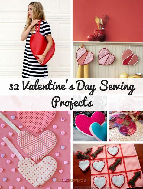 32 Valentine's Day Sewing Projects | Get ready to celebrate Valentine's Day with these simple sewing projects! Valentines Sewing Projects, Valentines Sewing, Valentines Coasters, Valentine Fabric, February Ideas, Heart Quilt Pattern, Valentine's Ideas, Sewing Projects Free, Valentines Crafts