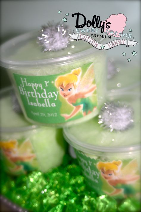 https://www.etsy.com/listing/93099572/custom-designed-cotton-candy-tub-labels Tinkerbell Birthday Theme, Tinkerbell Cupcakes, Disney Party Theme, Cotton Candy Party Favors, Fairy Party Food, Pirate Fairy Party, Disney Playroom, Tinkerbell Party Theme, The Pirate Fairy