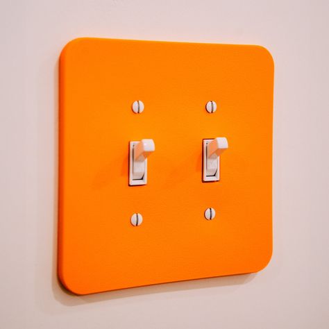 Designer Light Switches, Spare Bathroom, Decorative Light Switch Covers, Object Design, Orange Home Decor, Bozeman Mt, Mid Century Modern Interiors, Light Switches, Outlet Cover