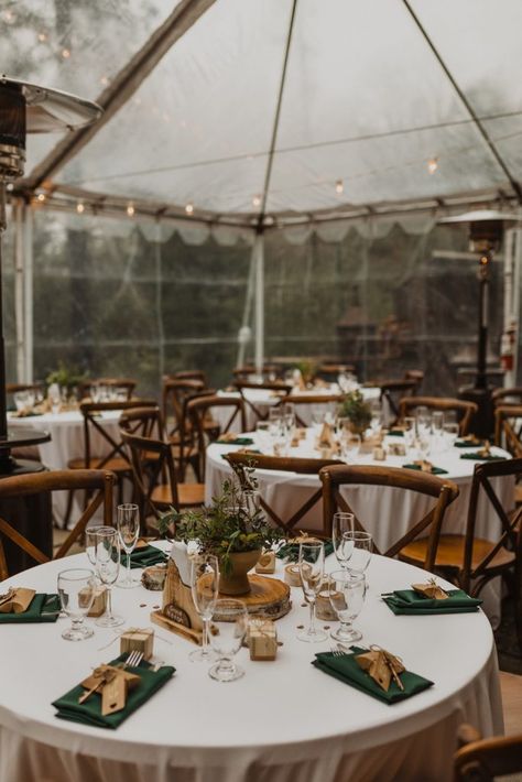 Green Outdoor Wedding Theme, Wedding Green Table Decor, Mountain Wedding Centerpiece Ideas, Green Outdoorsy Wedding, Wedding Reception Ideas Green, Emerald Green Mountain Wedding, Wedding Decor Mountain, Forest Wedding Cocktail Hour, Wedding Inspiration Mountain