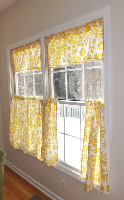 1000+ ideas about Kitchen Curtains on Pinterest | Kitchen window curtains,  Kitchen window treatments and Valance ideas Lemon Curtains Kitchen, Curtain Ideas For Kitchen Window, Lemon Curtains, Yellow Kitchen Curtains, Kitchen Liners, Pinterest Kitchen, Valance Ideas, Curtains For Kitchen, Best Kitchen Faucets